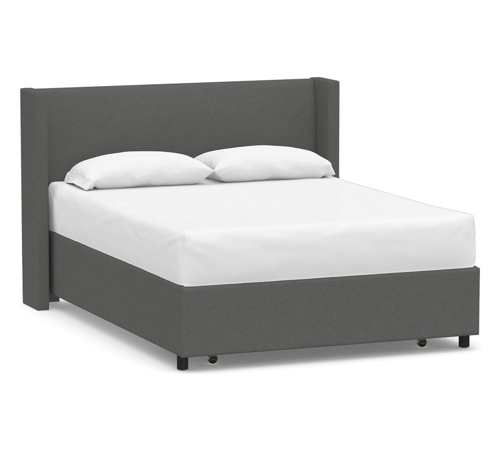 Elliot Shelter Upholstered Headboard with Footboard Storage Platform