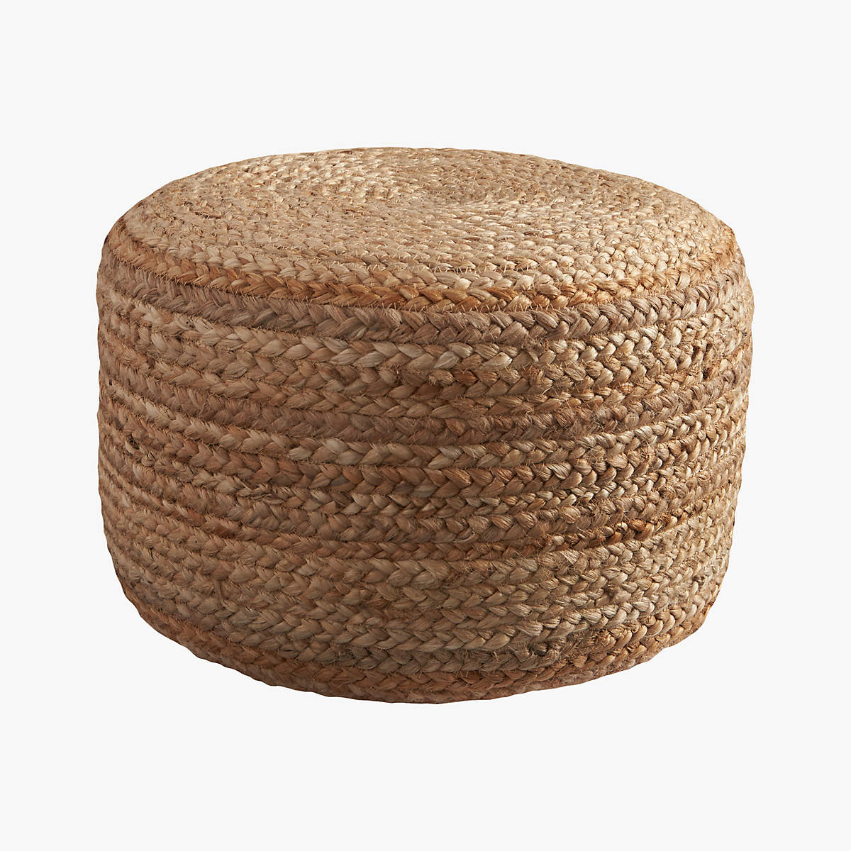 Braided Natural Jute Pouf CB2 Havenly