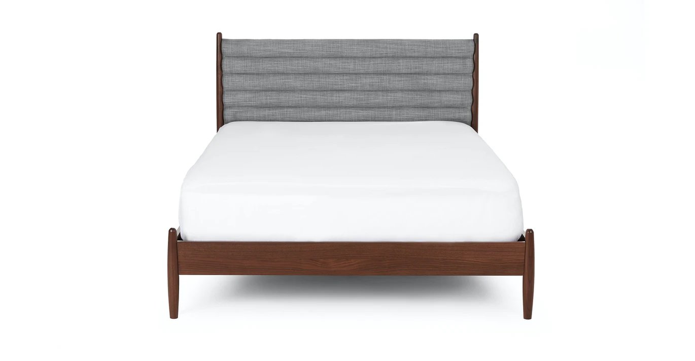 Lenia Pebble Gray Walnut Queen Bed Article Havenly