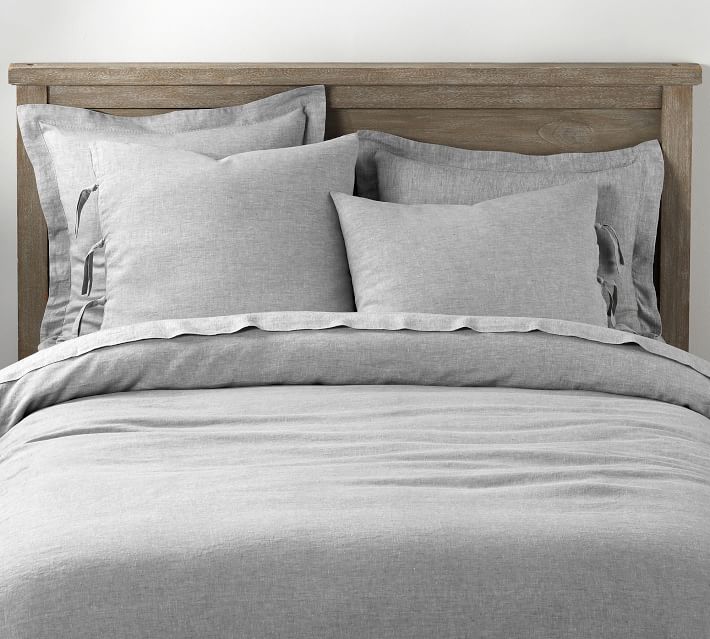 Belgian Flax Linen with Ties Duvet Cover, King/Cal King, Flagstone