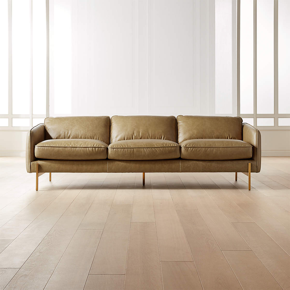 Hoxton Saddle Leather Sofa CB2 Havenly