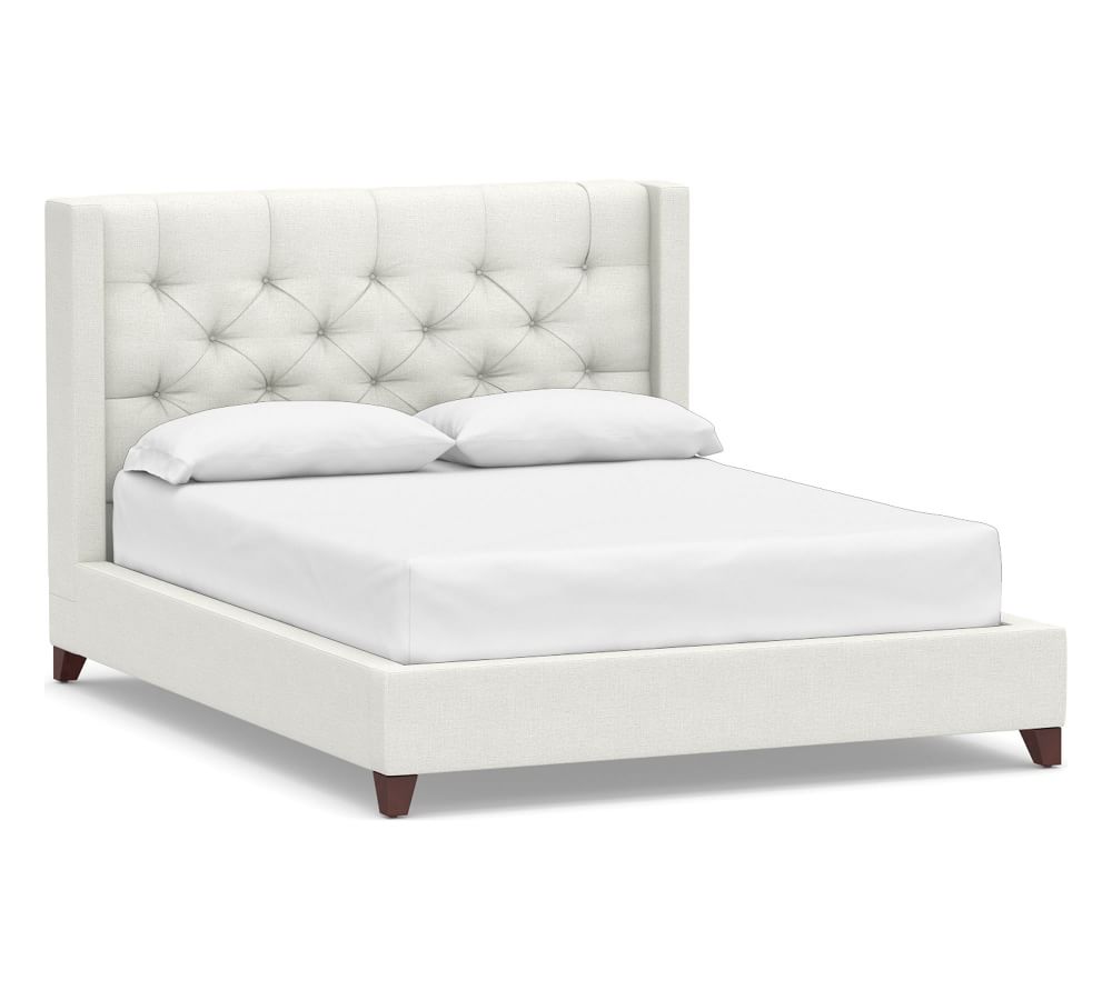 Harper Upholstered Tufted Low Bed without Nailheads, King, Basketweave