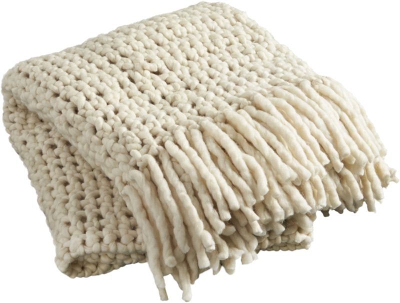 Overlook White Chunky Knit Throw Blanket CB2 Havenly