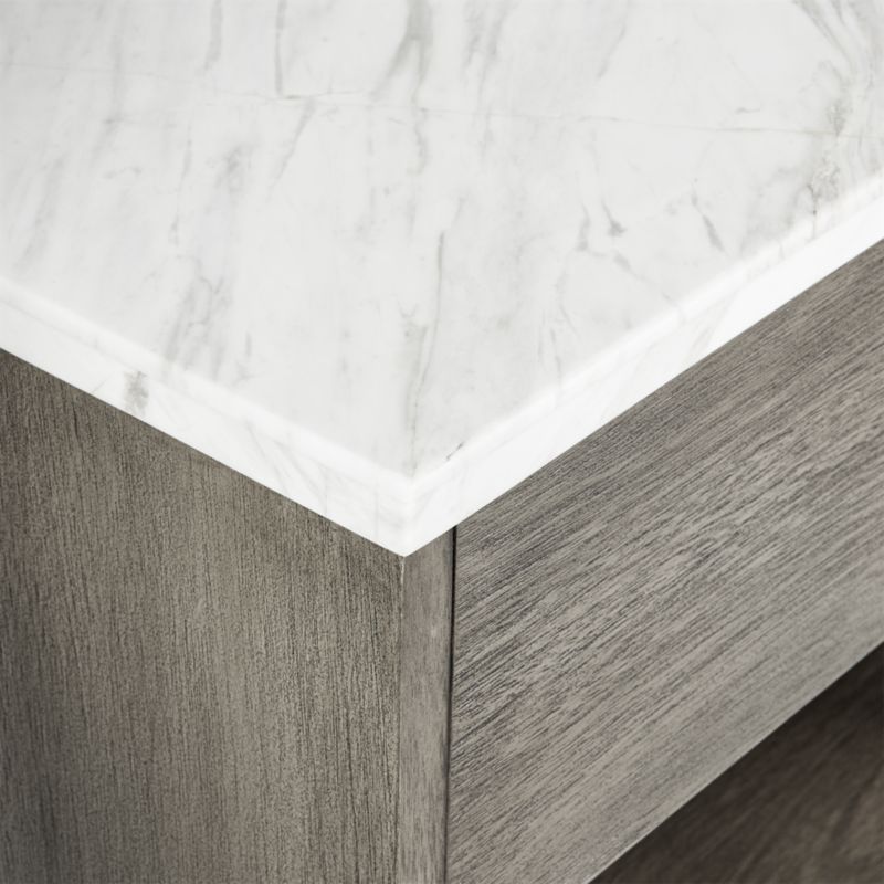 White Marble Top Island Grey Wood CB2 Havenly