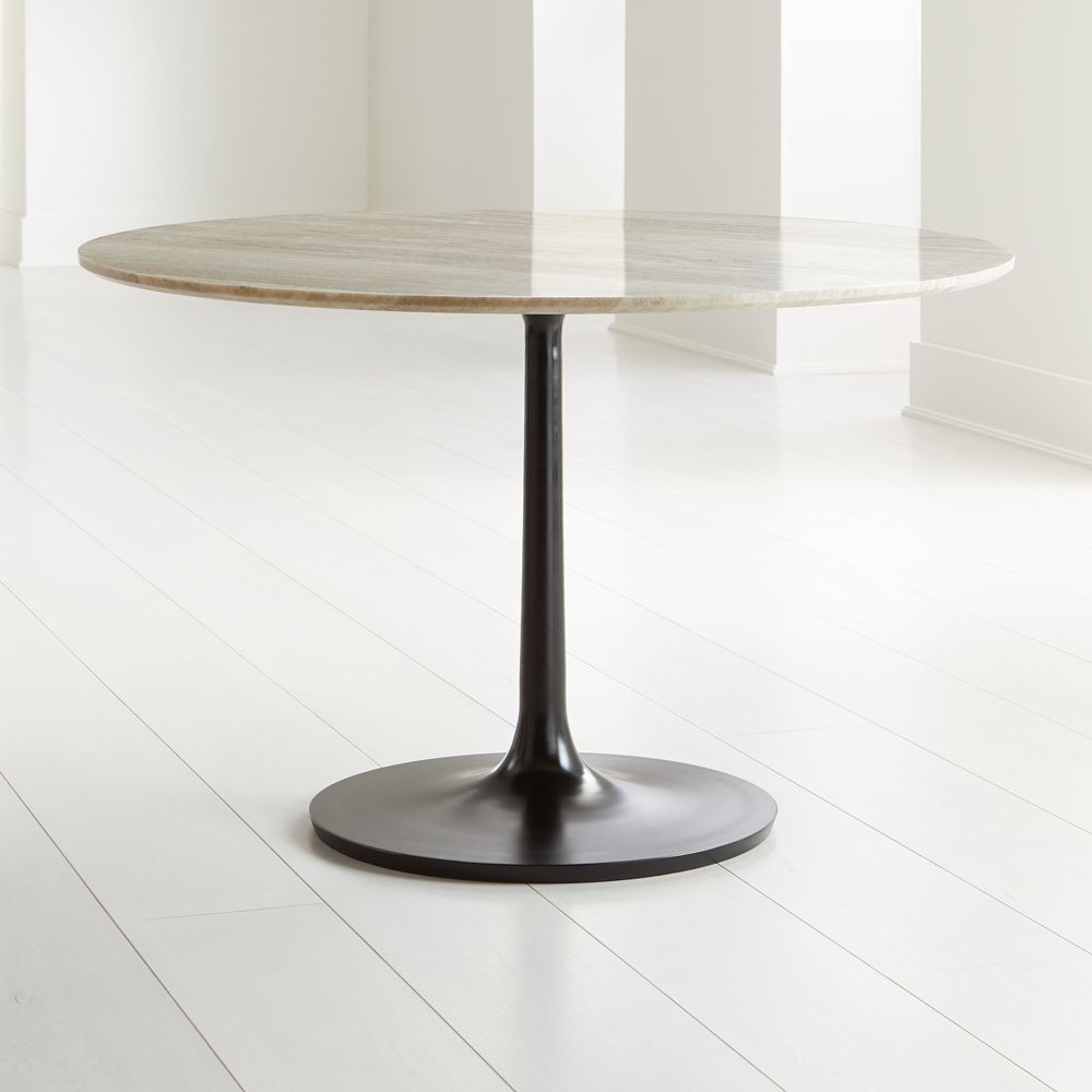 Nero 48" Grey Marble Dining Table with Bronze Base Crate and Barrel