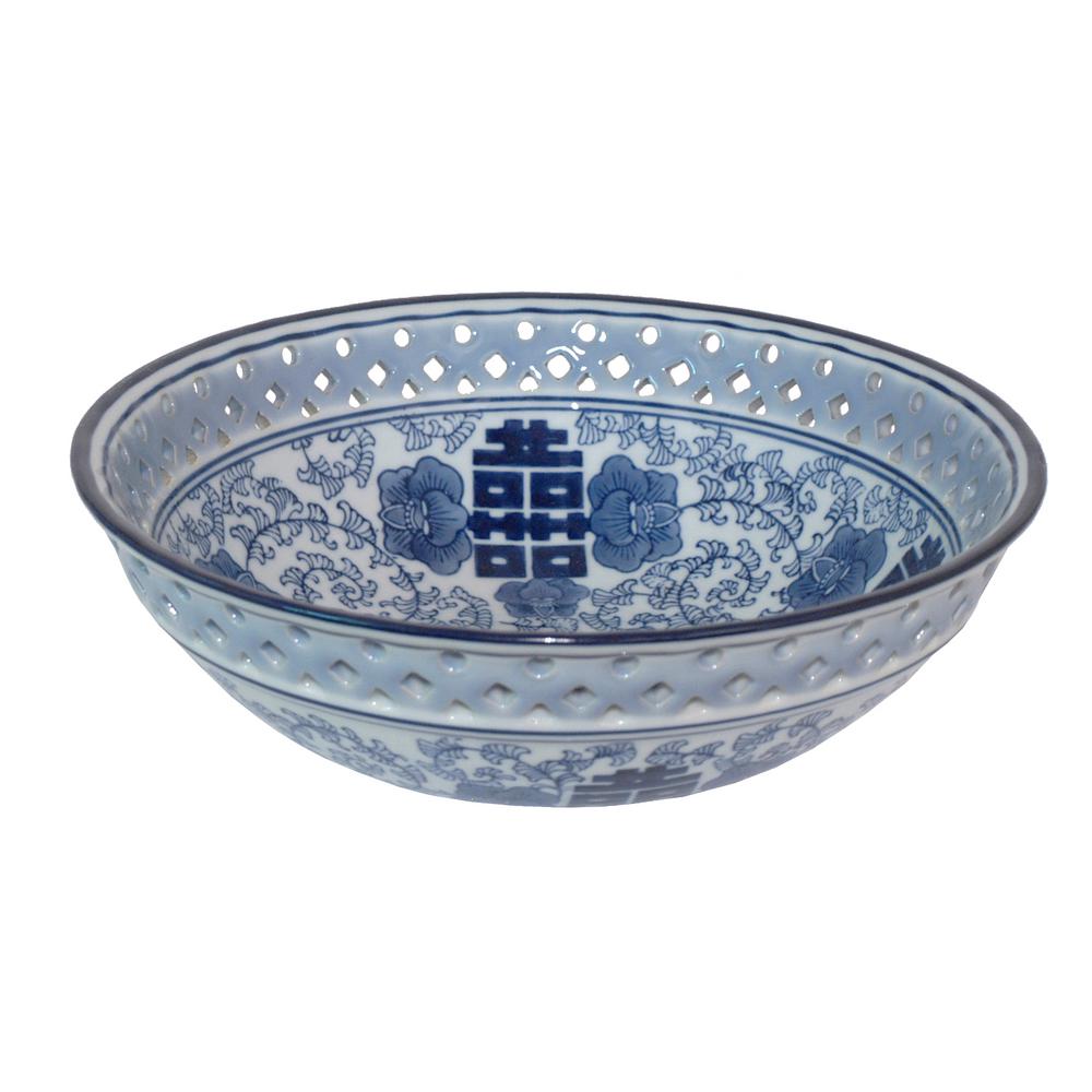 Blue and White Ceramic Bowl Home Depot Havenly