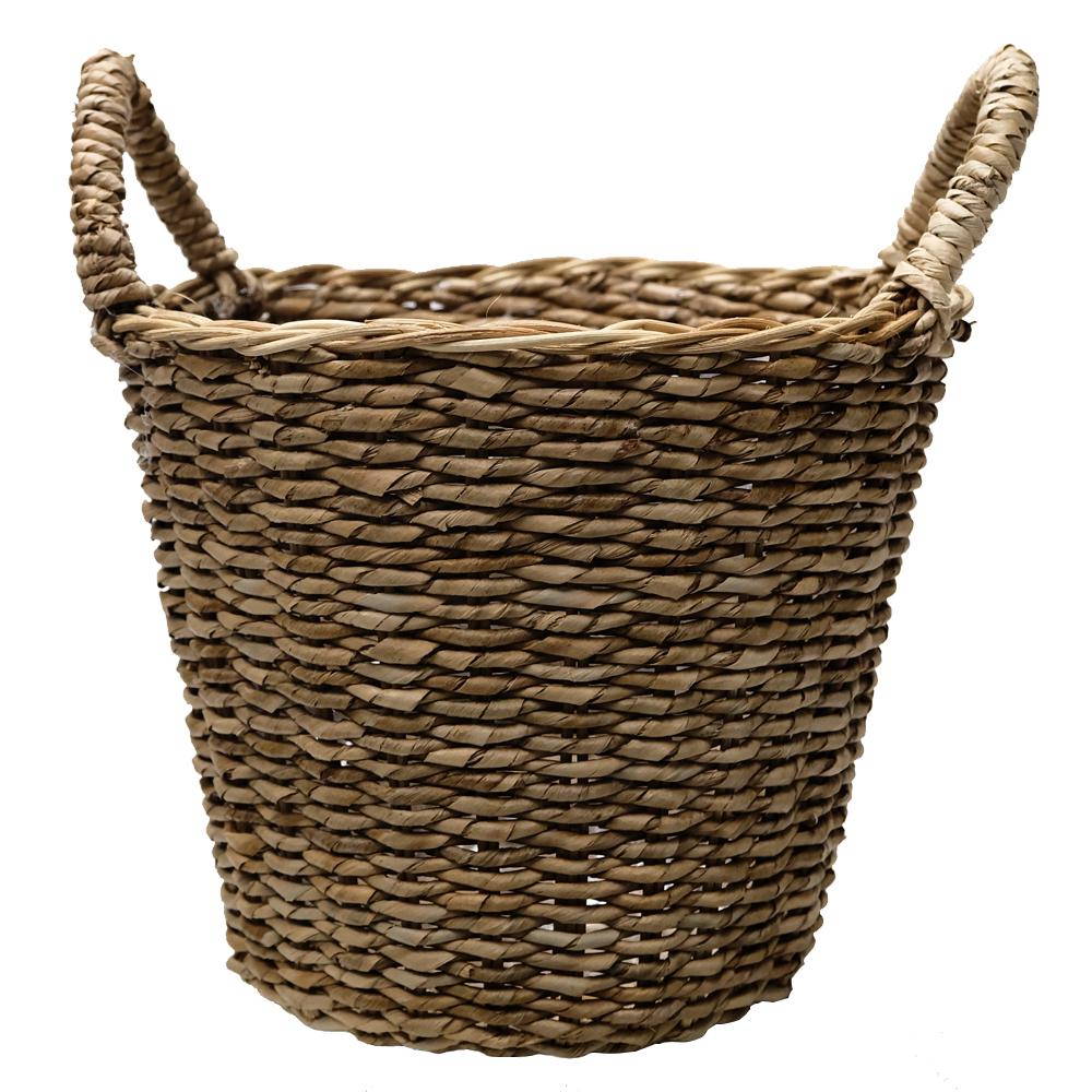 MPG 12.5 in. Dia Seagrass Basket Planter in a natural finish with