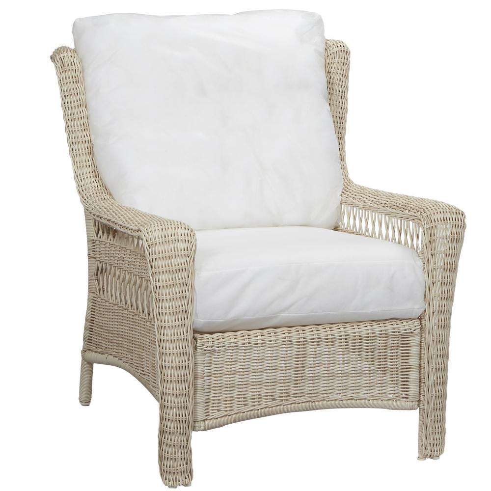Hampton Bay Park Meadows White Custom Wicker Outdoor Lounge Chair with