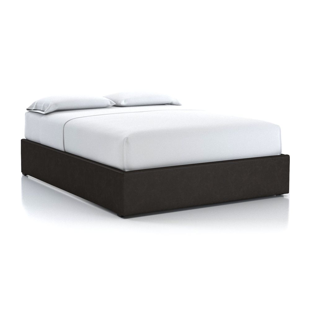 Queen Upholstered GasLift Storage Bed Base Espresso Faux Leather