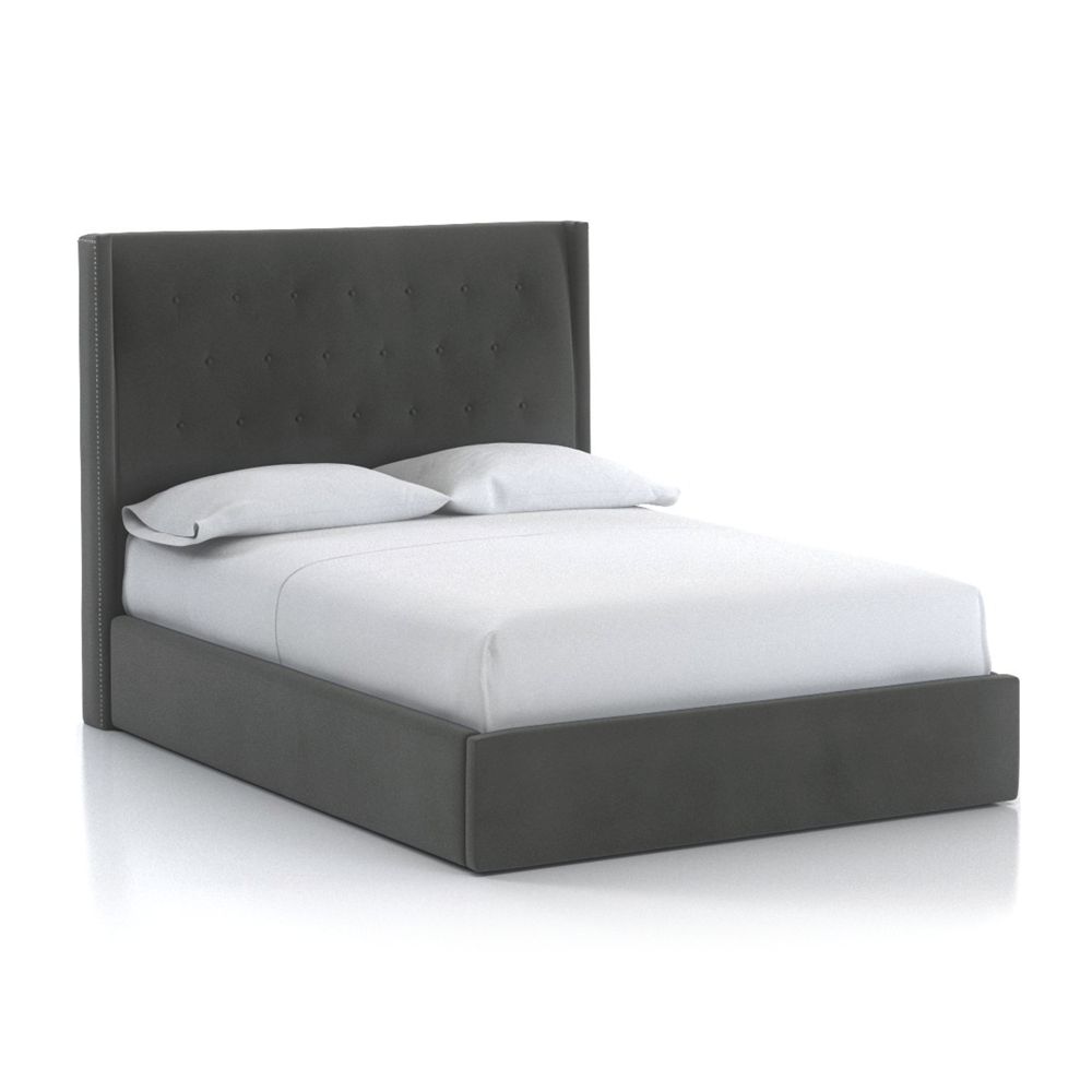 Ronin Queen Tufted Wingback Bed Fog Crate and Barrel Havenly