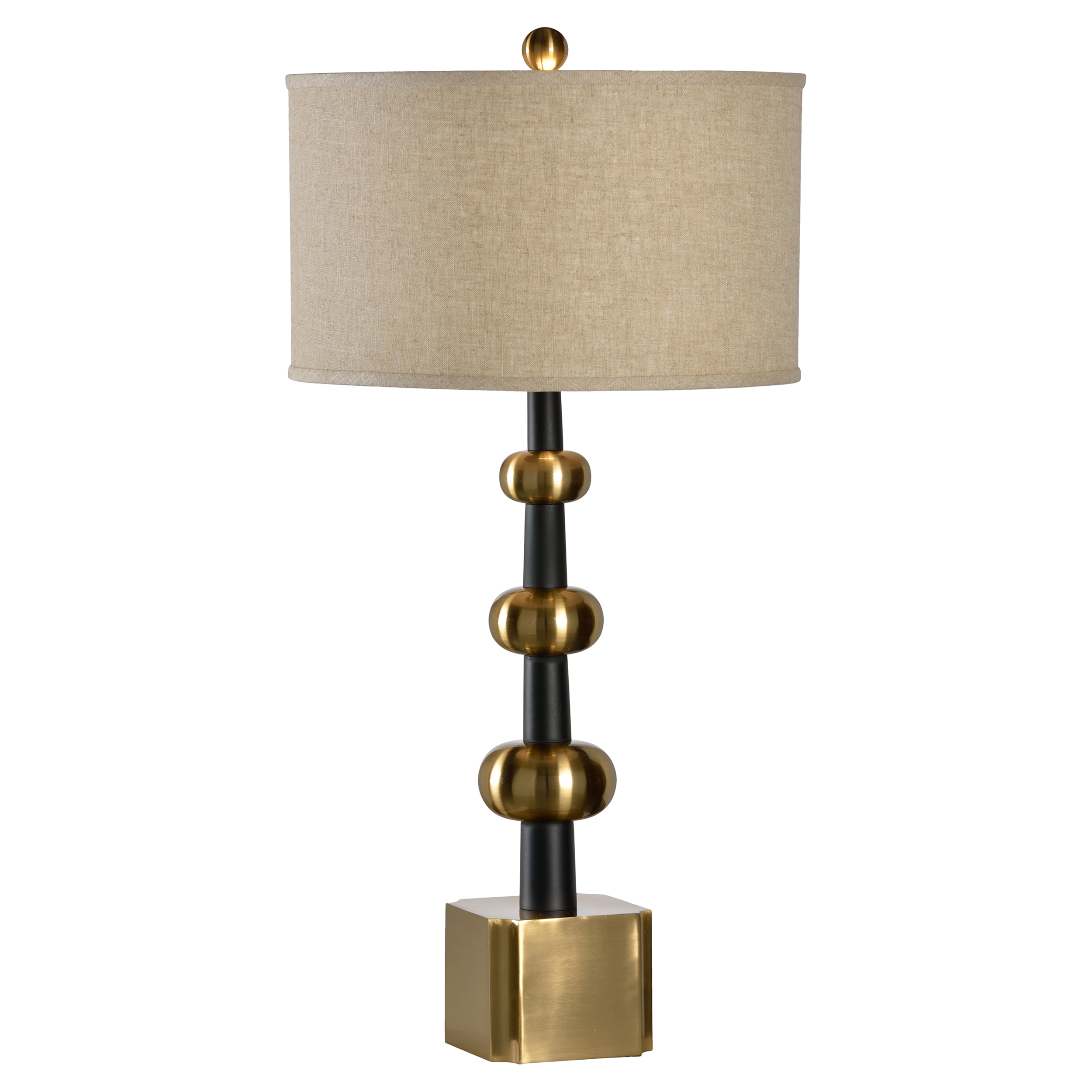 Everett Mid Century Modern Antique Brass Stacked Oval Balls Table Lamp Kathy Kuo Home Havenly