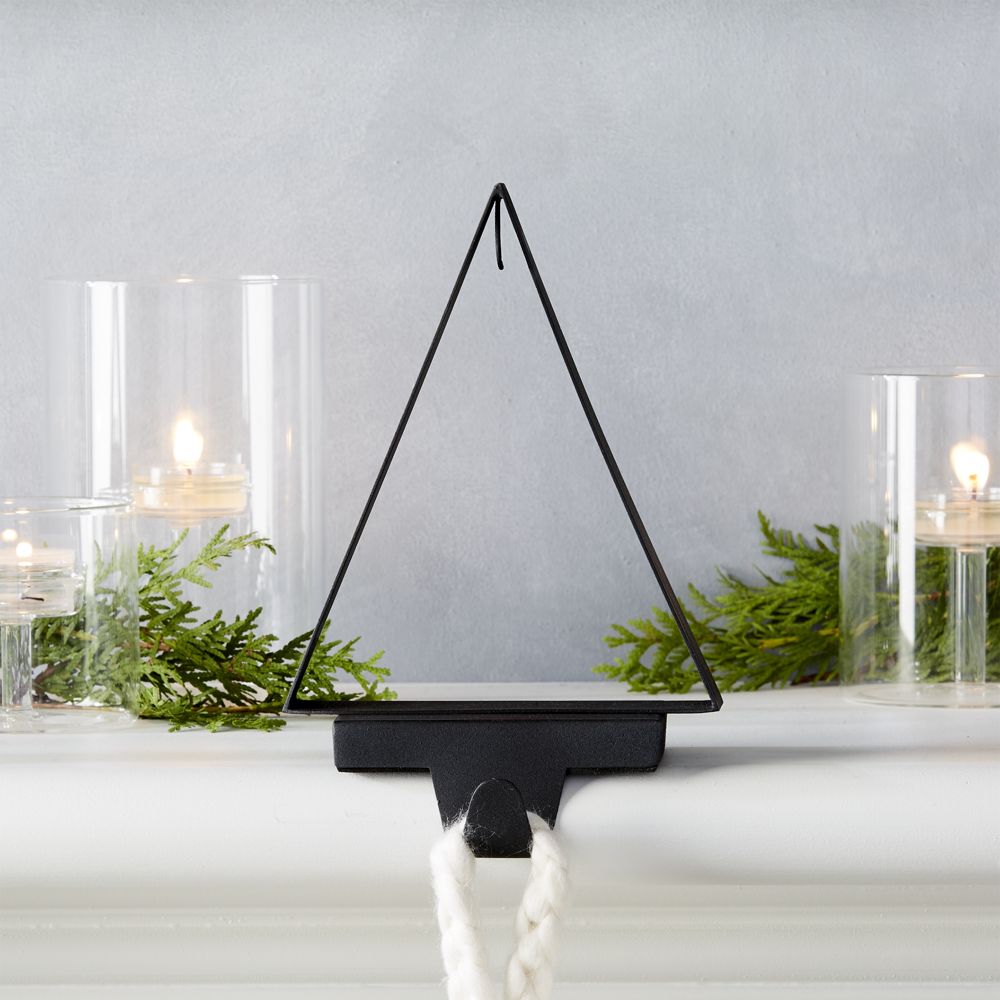 Chalet Zinc Christmas Tree Ornament Stocking Holder Crate and Barrel