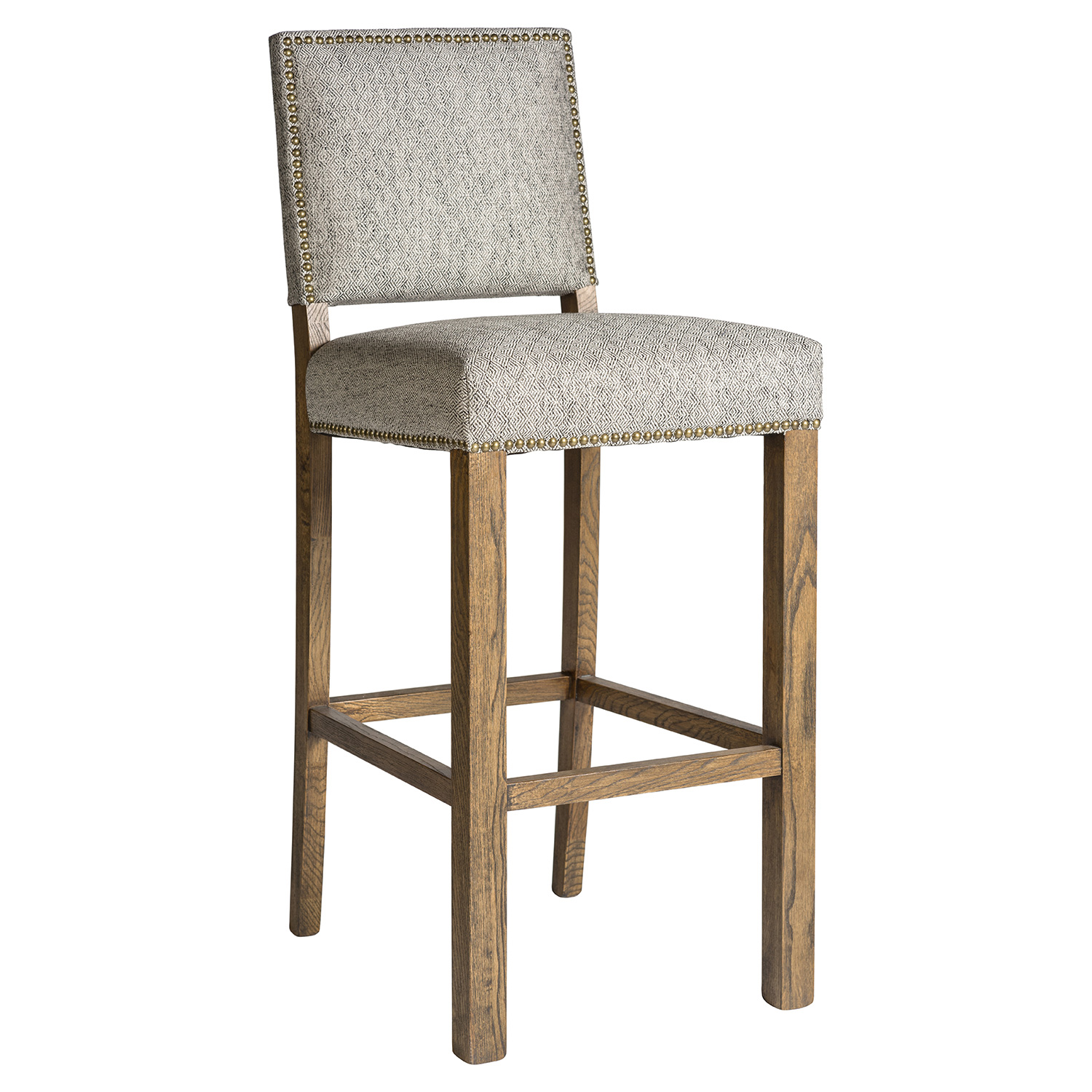 Wally Modern Gold Nailhead Trim Diamond Pattern Upholstered Wood