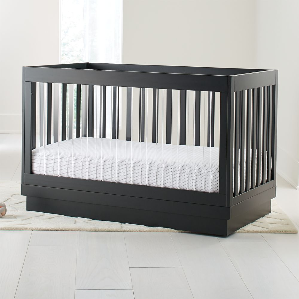 Babyletto Harlow Acrylic and Black 3in1 Convertible Crib Crate and