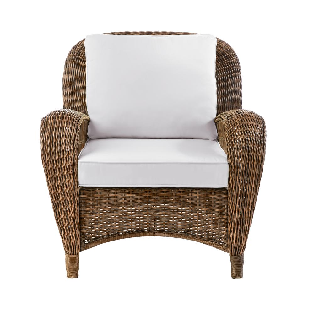 Hampton Bay Beacon Park Stationary Wicker Outdoor Lounge Chair with Cushions Included, Choose