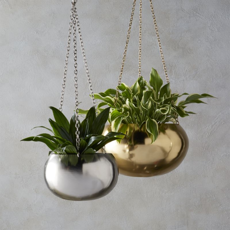 raj gold hanging planter CB2