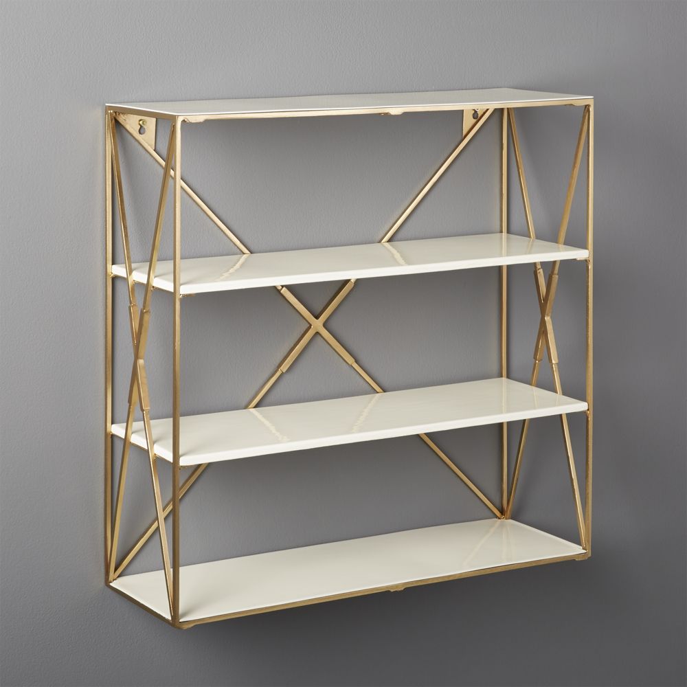 Smith Large Brass Wall Shelf CB2 Havenly