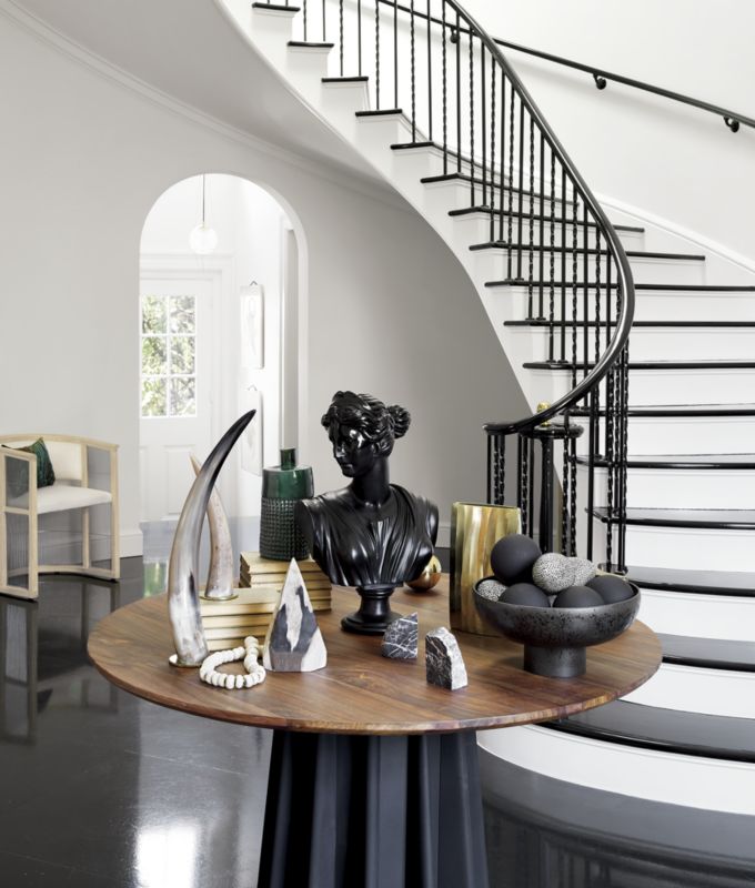 Black Pedestal Bowl 6"H CB2 Havenly