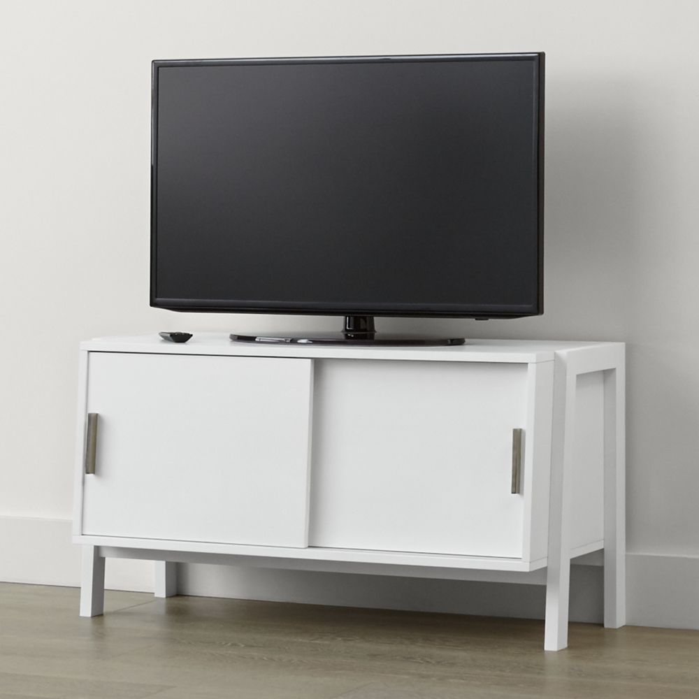 Sawyer Low White Media Stand Crate and Barrel Havenly