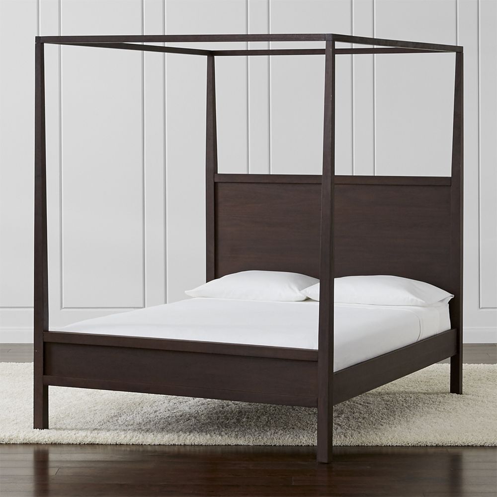 Keane Espresso Wood Queen Canopy Bed Crate and Barrel Havenly
