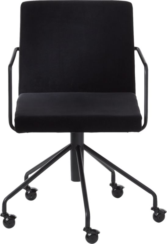 Rouka Black Velvet Office Chair CB2