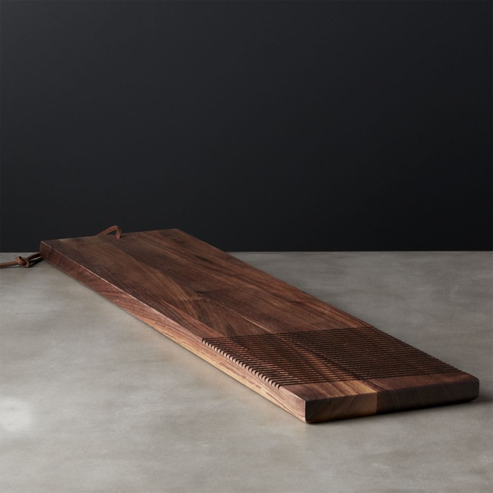 Strike Rectangular Walnut Serving Board CB2 Havenly