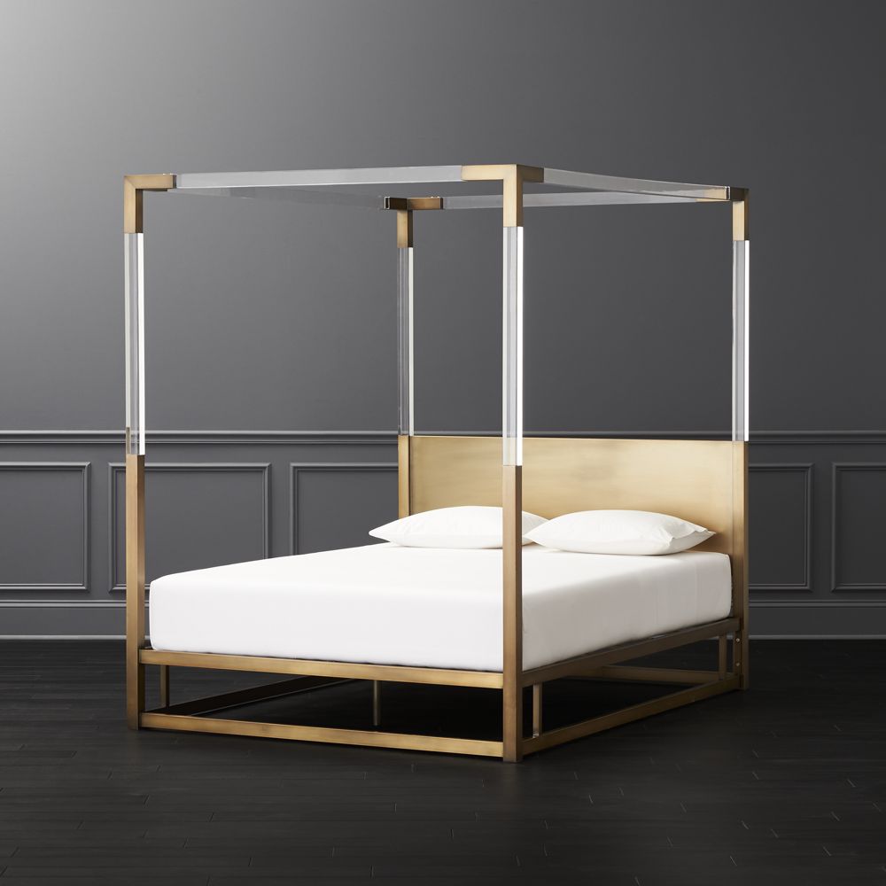 Acrylic Canopy Bed Queen CB2 Havenly