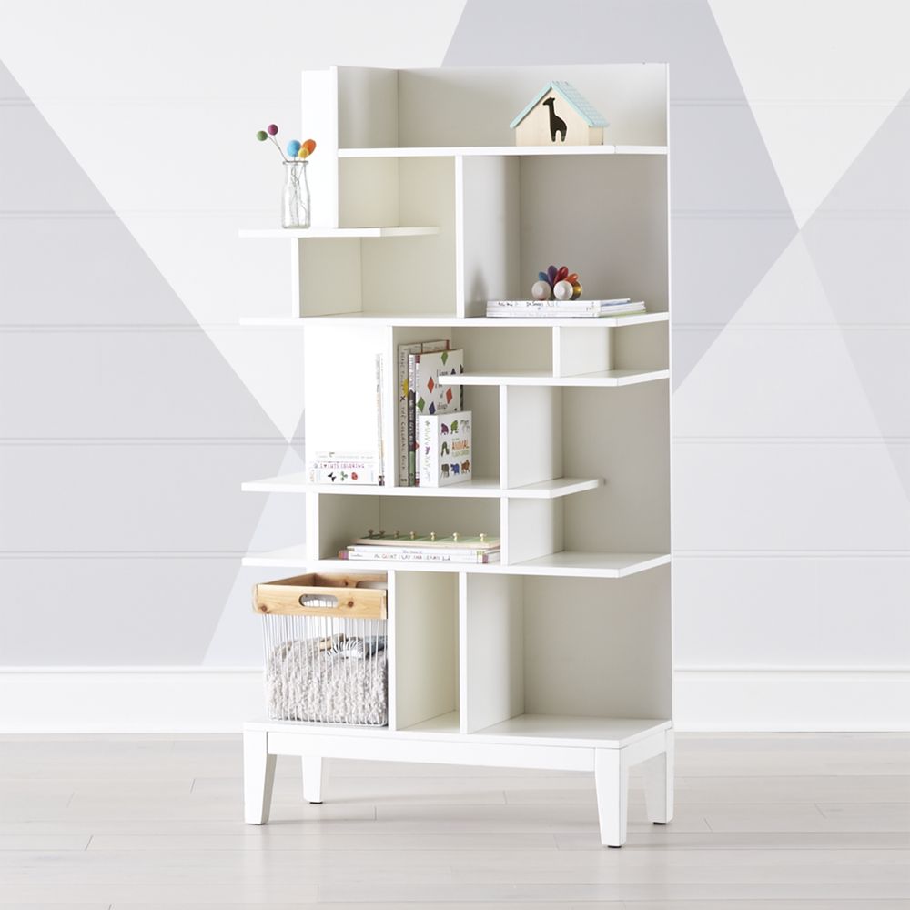 Maze Tall White Geometric Bookcase Crate and Barrel Havenly