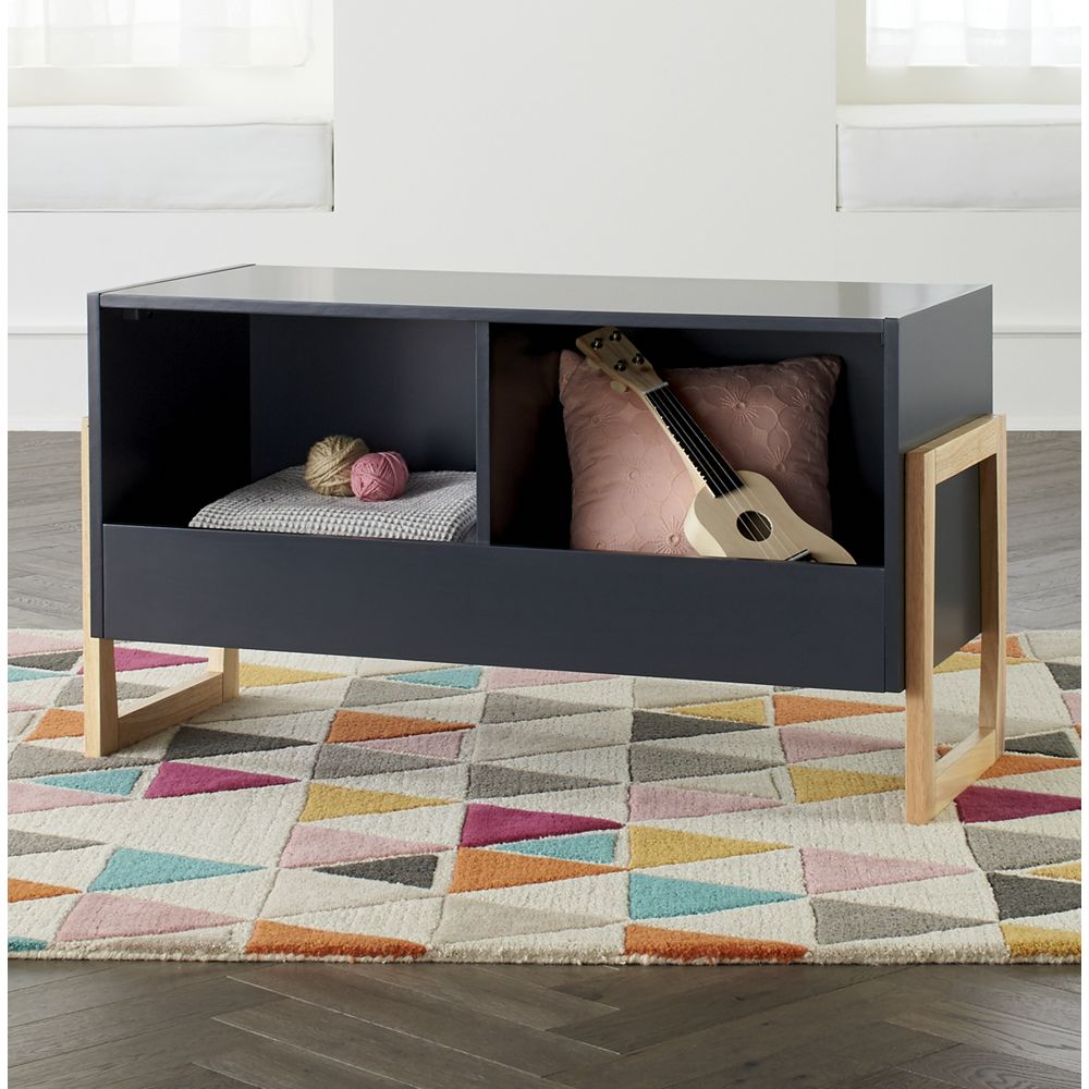 Level Up Charcoal 2Bin Stackable Toy Box Crate and Barrel Havenly