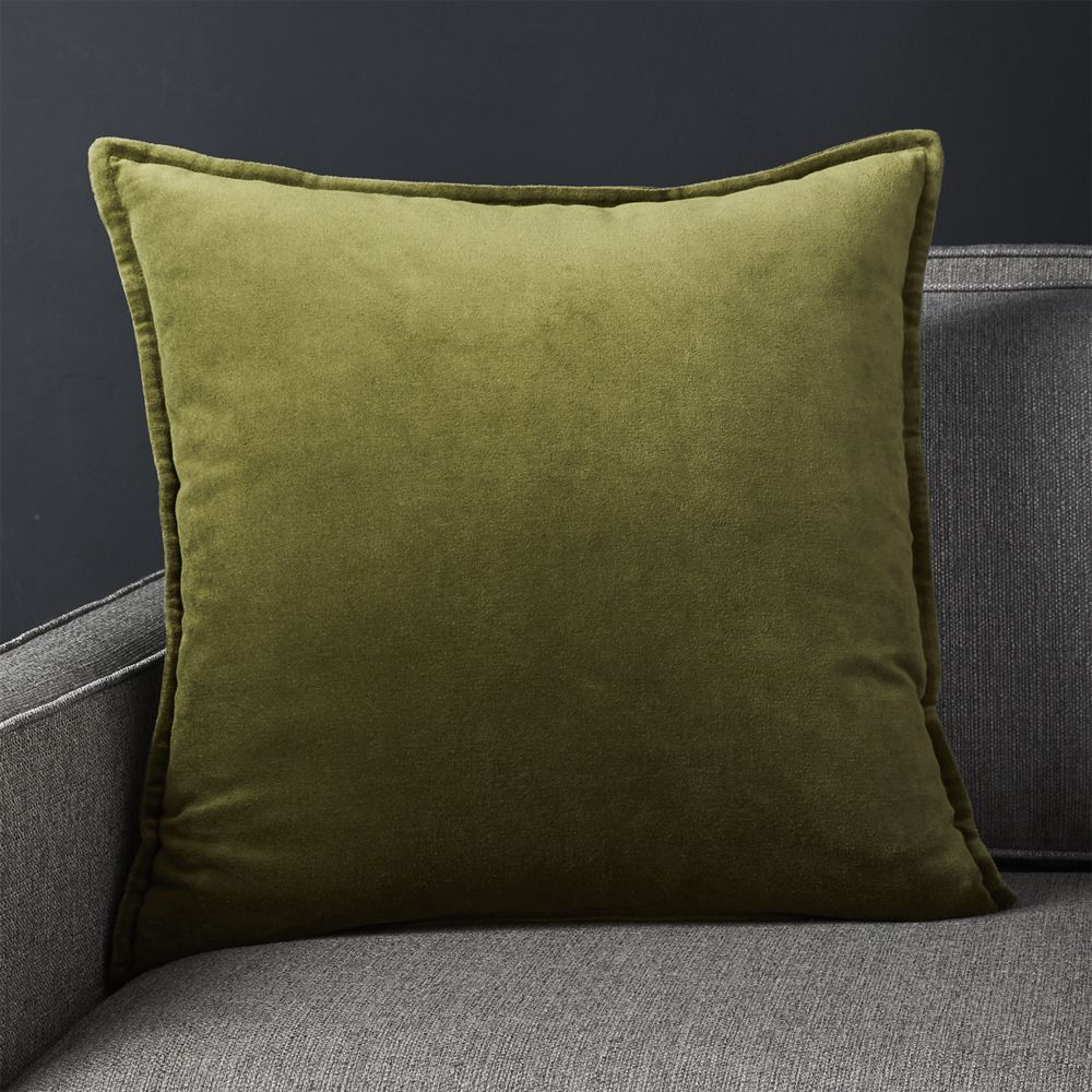 Brenner Green Velvet Pillow with DownAlternative Insert 20" Crate