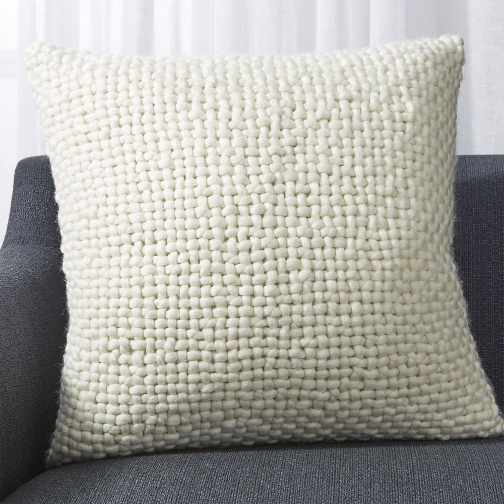 Cozy Weave Ivory Pillow with FeatherDown Insert 23" Crate and Barrel