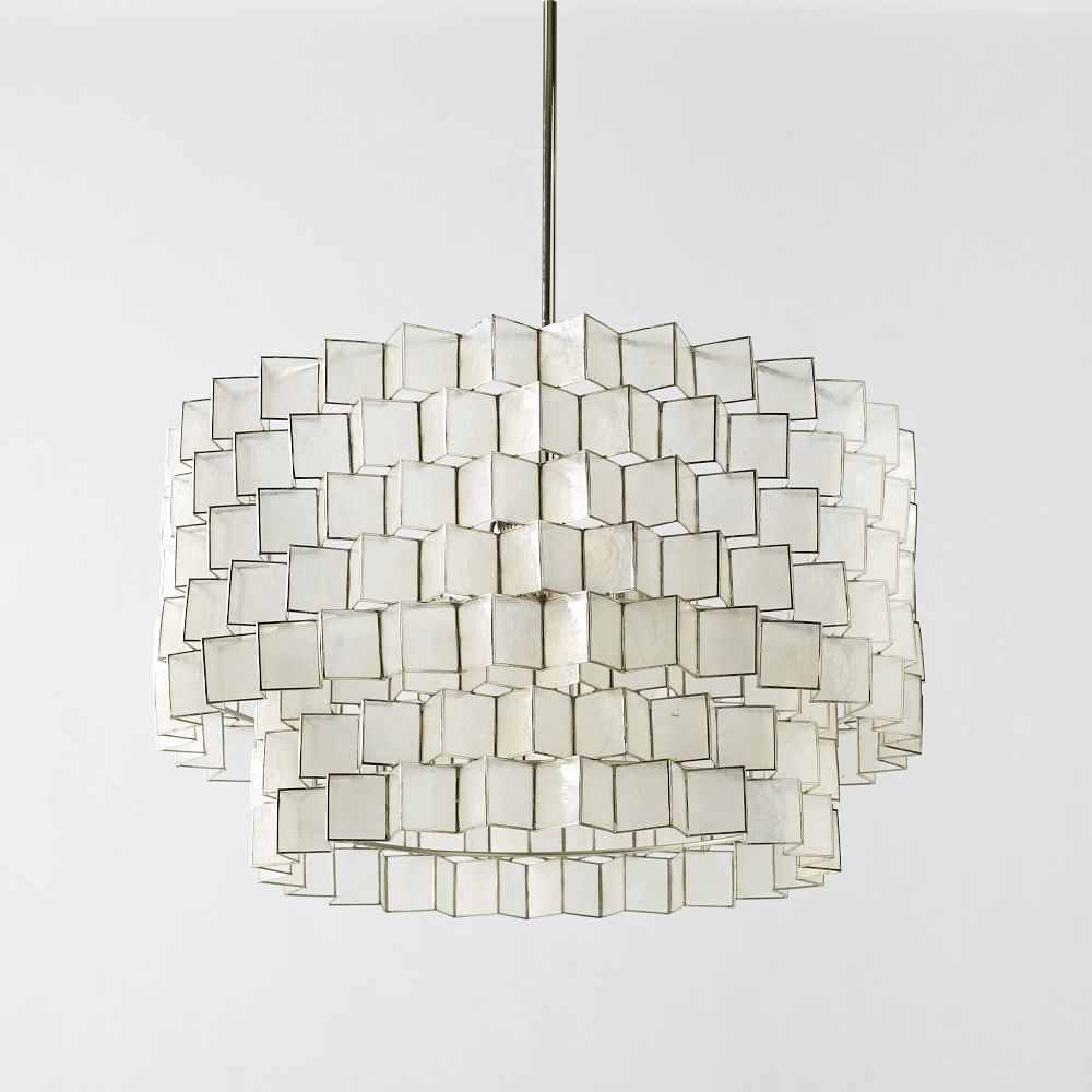 Capiz Zig Zag Chandelier, White West Elm Havenly