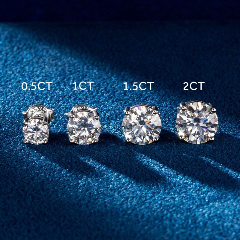0.5Ct/1Ct/1.5Ct/2Ct/3Ct/4Ct Moissanite Brilliant Round Cut Stud