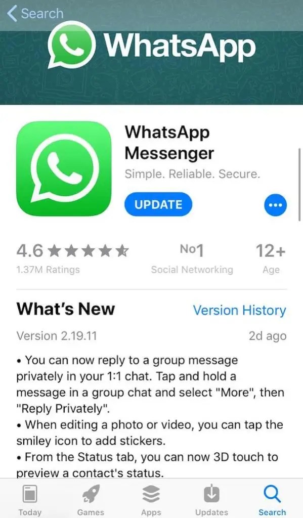 WhatsApp rolls out update for iOS with private reply