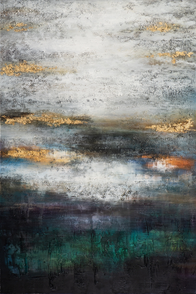 GreyGreen abstract combination Acrylic painting 100x150 cm