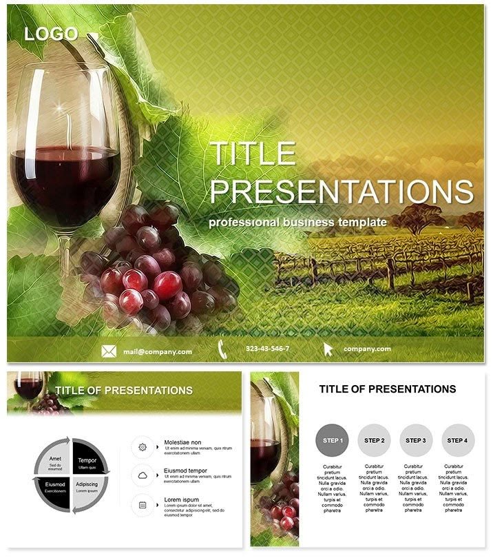 Glass of Wine and Winemaking PowerPoint Template