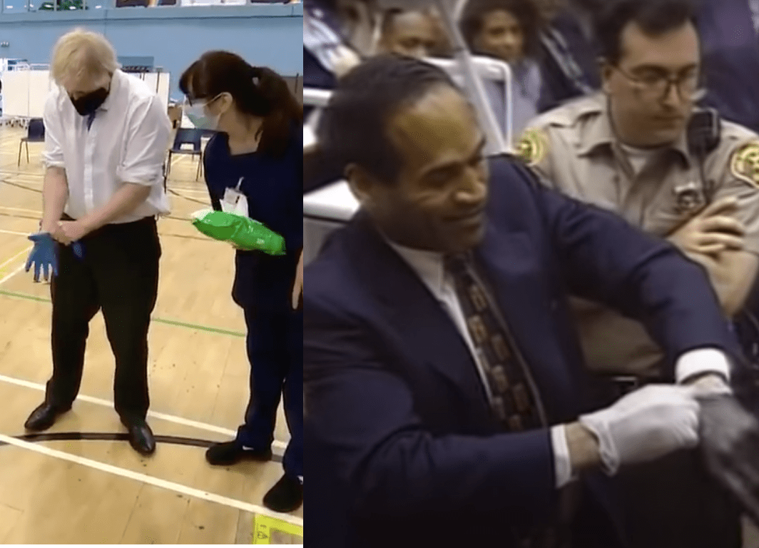 Boris Johnson makes OJ Simpson joke when struggling to put