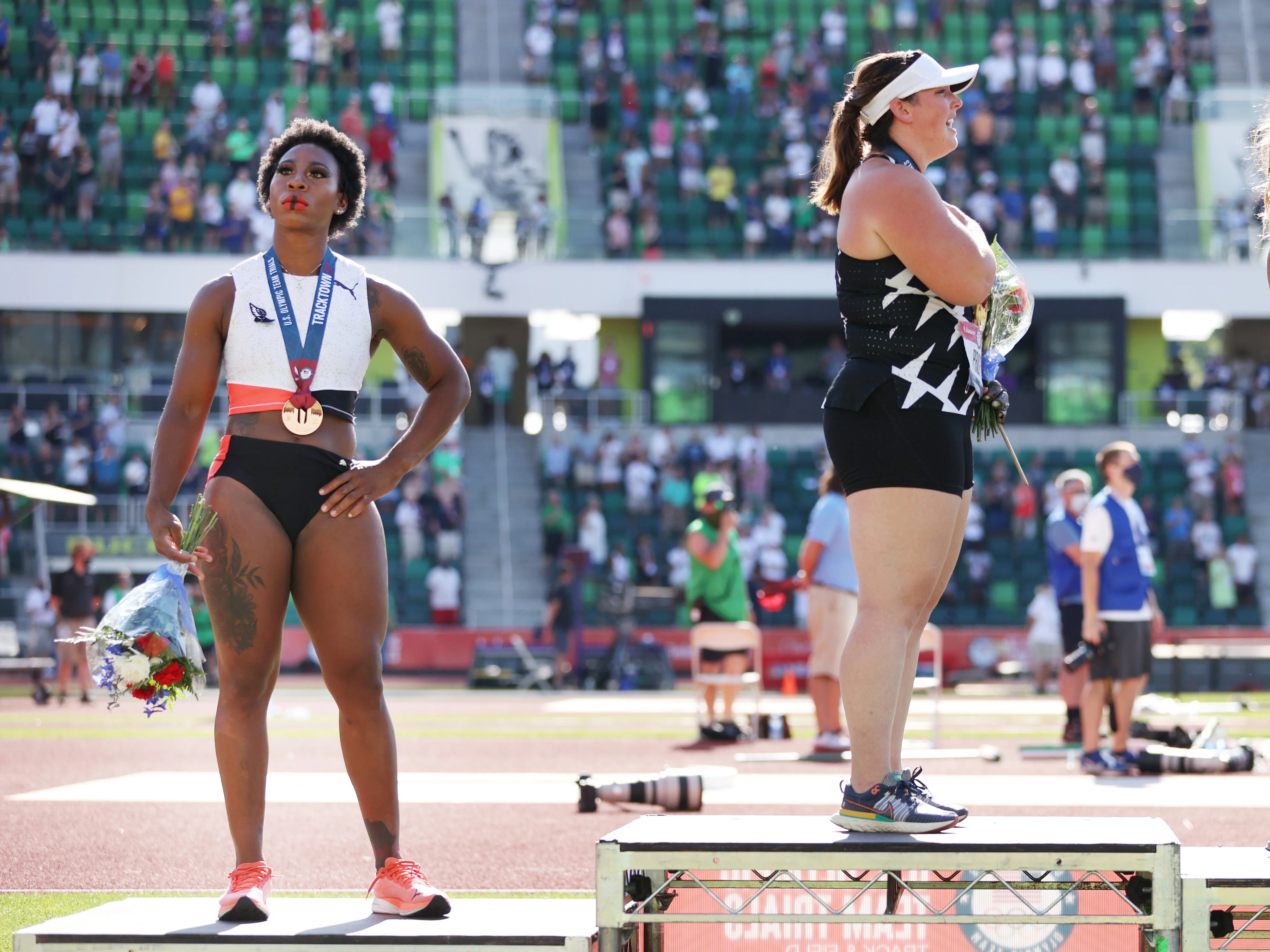 Gwen Berry US hammer thrower claims ‘setup’ over national anthem at