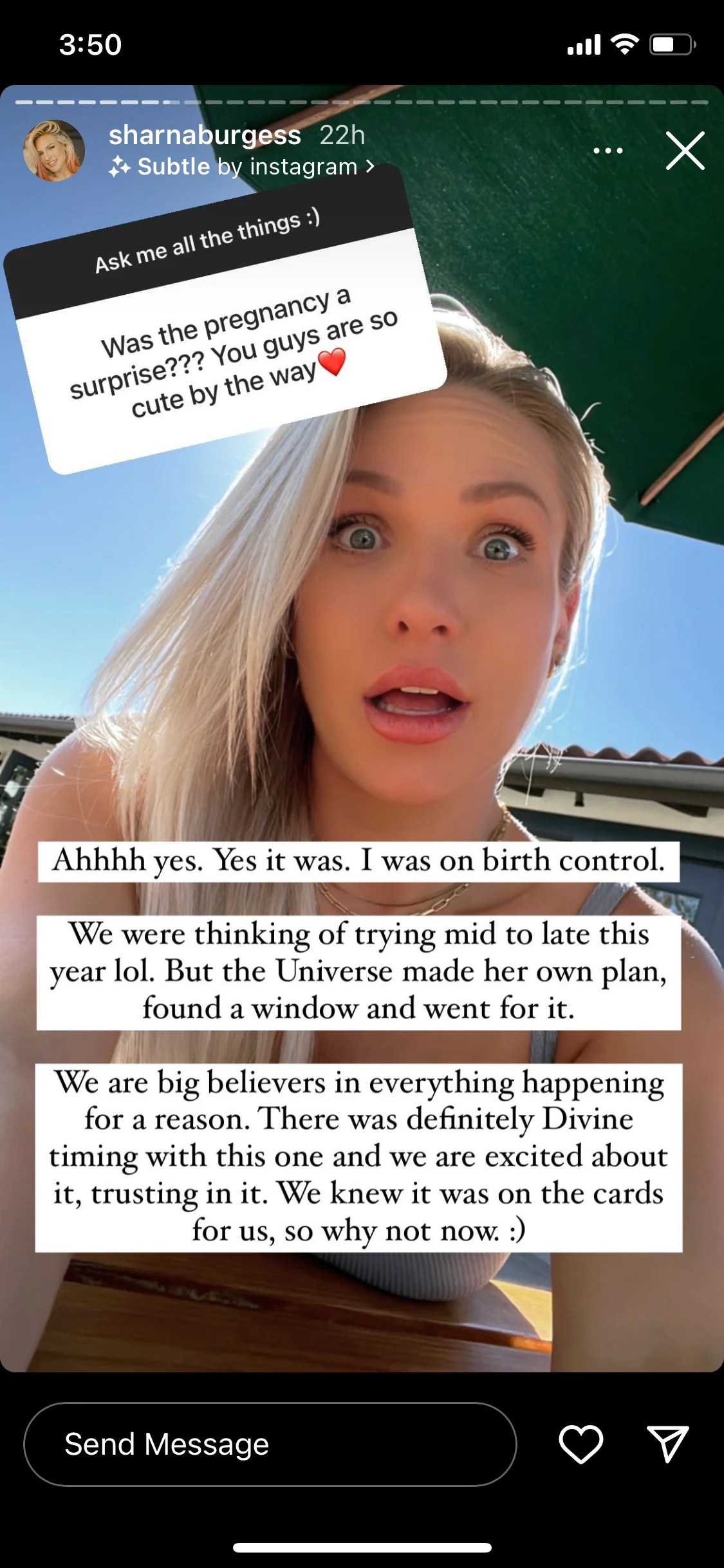 Sharna Burgess reveals she was on birth control when she got pregnant