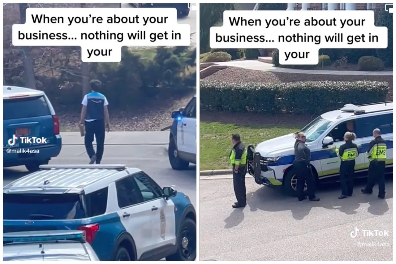 Amazon delivery driver filmed dropping off package in middle of a