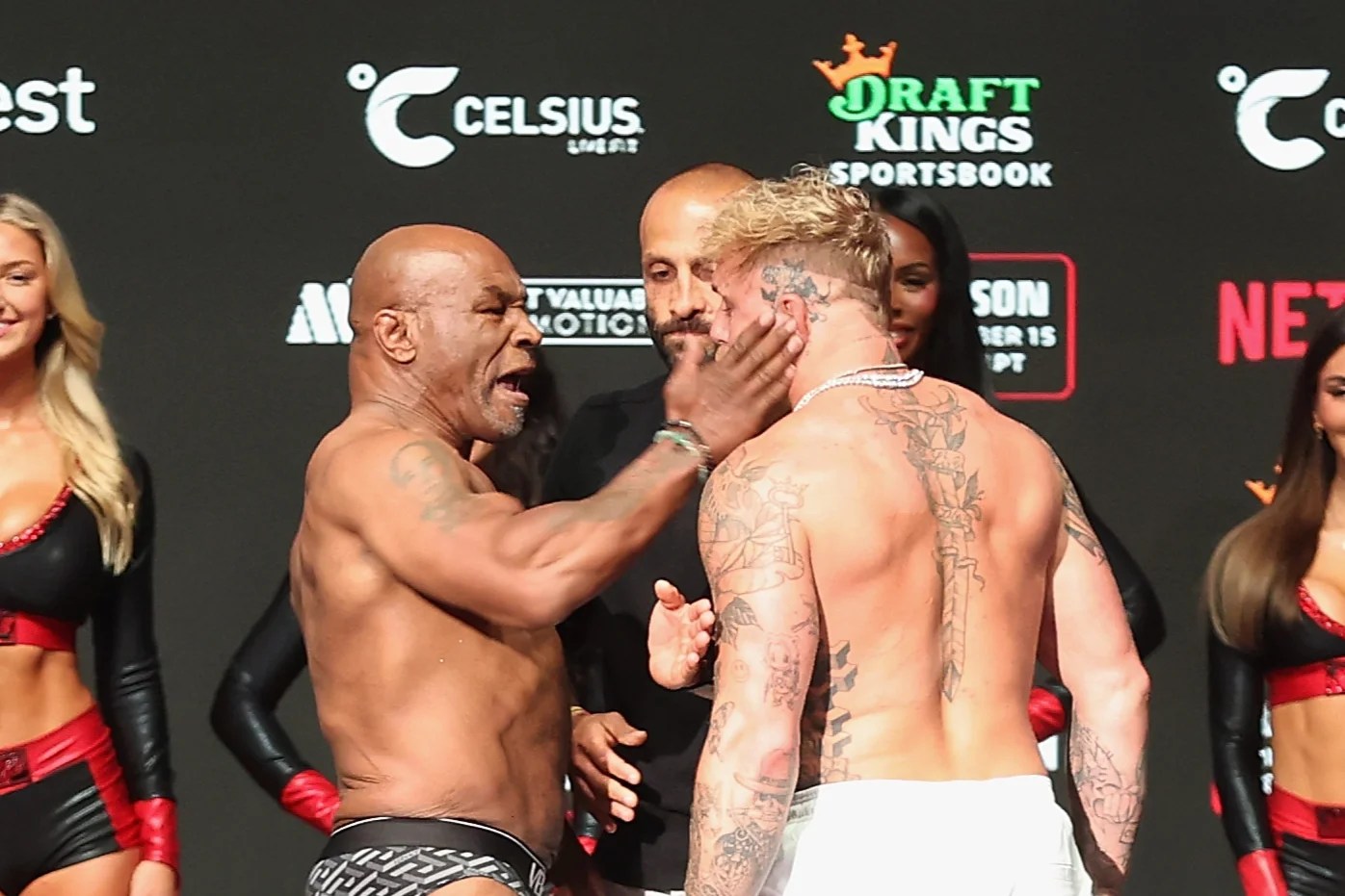 Mike Tyson slaps Jake Paul as chaos erupts at final face-off for divisive fight