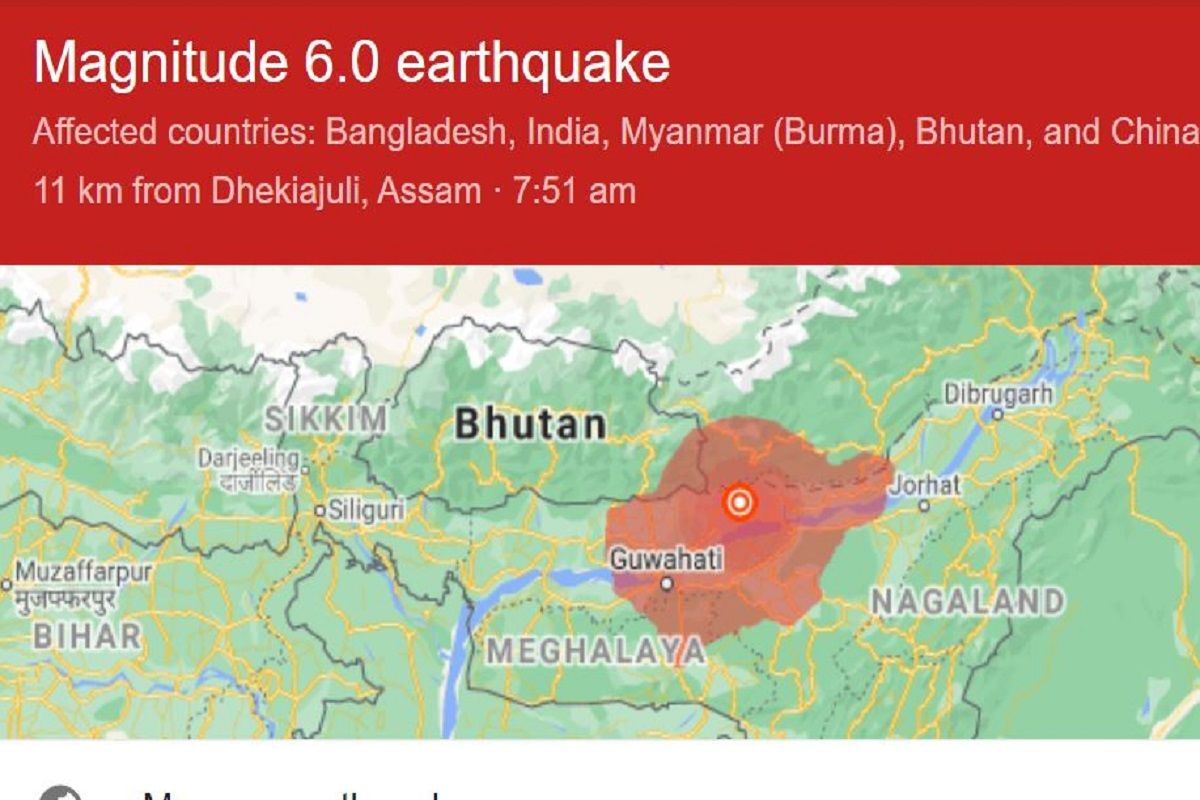 Assam Tibet Earthquake Map Assam Earthquake Epicentre in Dhekiajuli; Damages, Cracks Reported