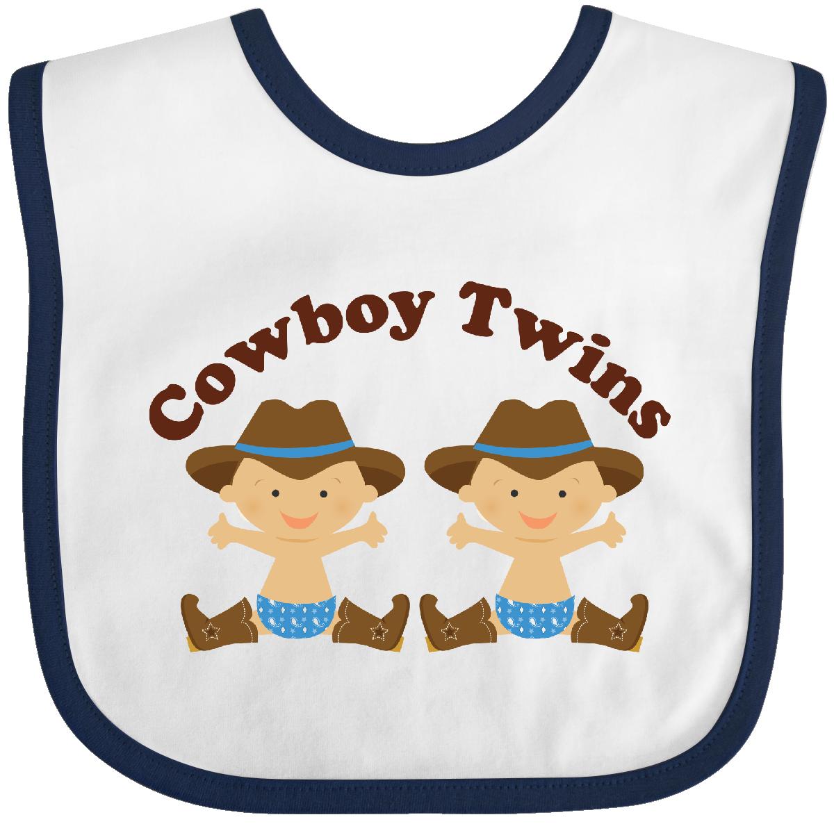 Inktastic Cowboy Twin Boys Baby Bib Twins Boy Babies Cute Gift For Blue