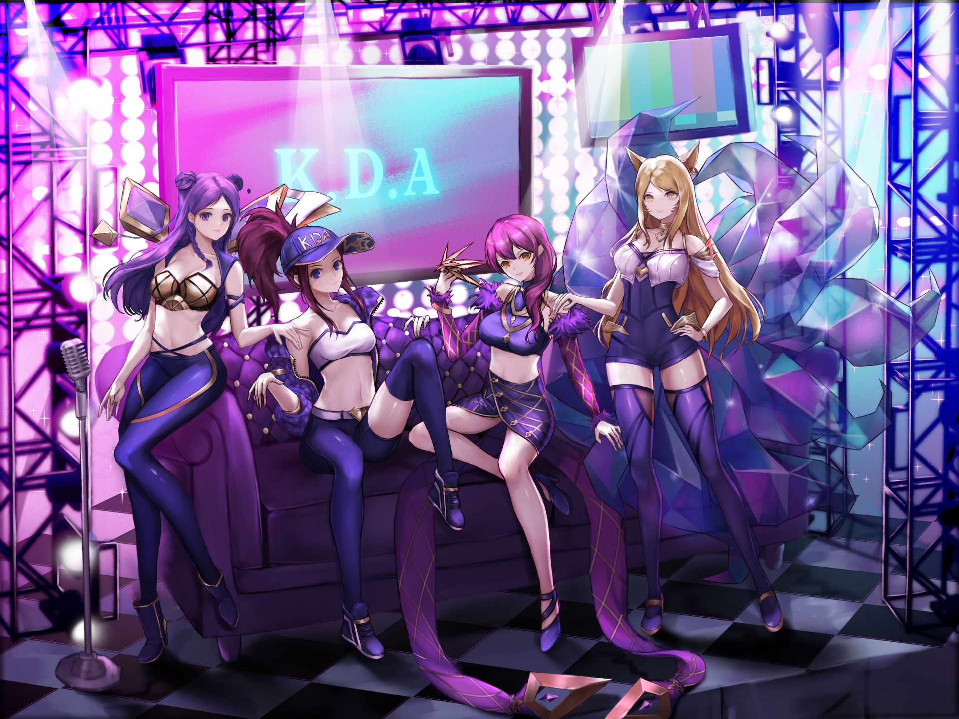 K/DA(Ahri, Akali, Evelynn, KaiSa) on the stage LoL Fanart Inven Global