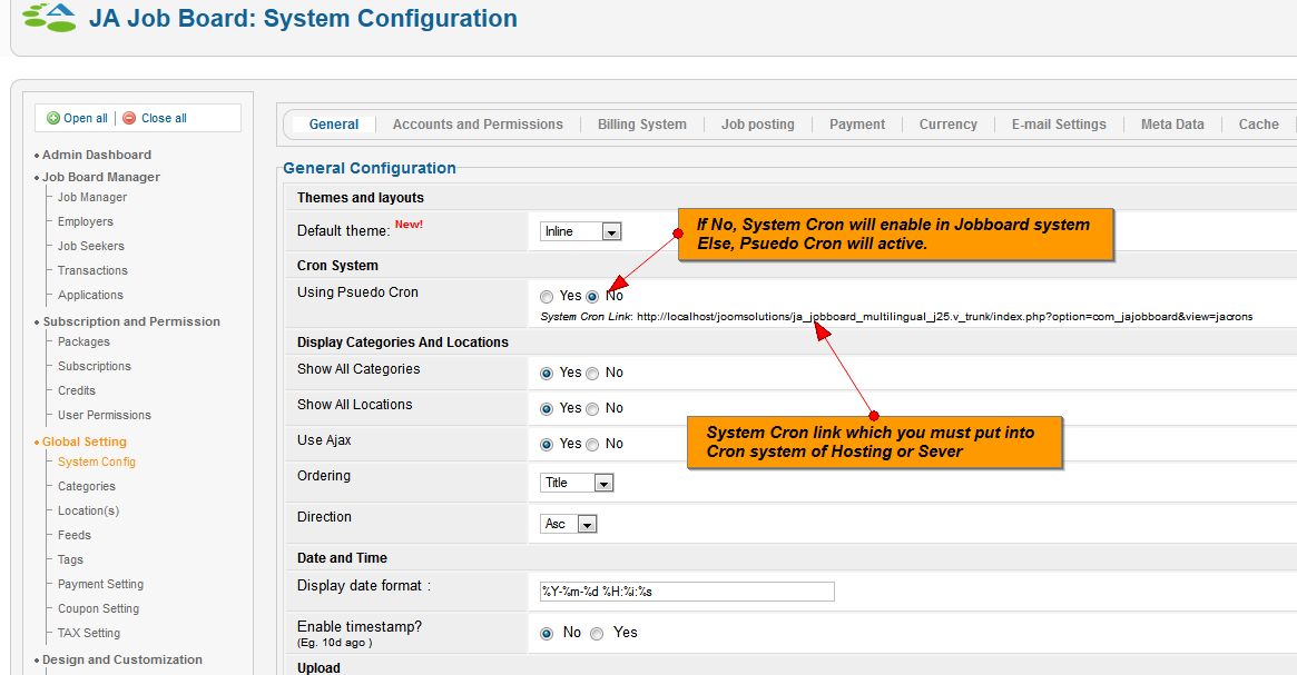 How to configure cron job in JA Job Board component JoomlArt