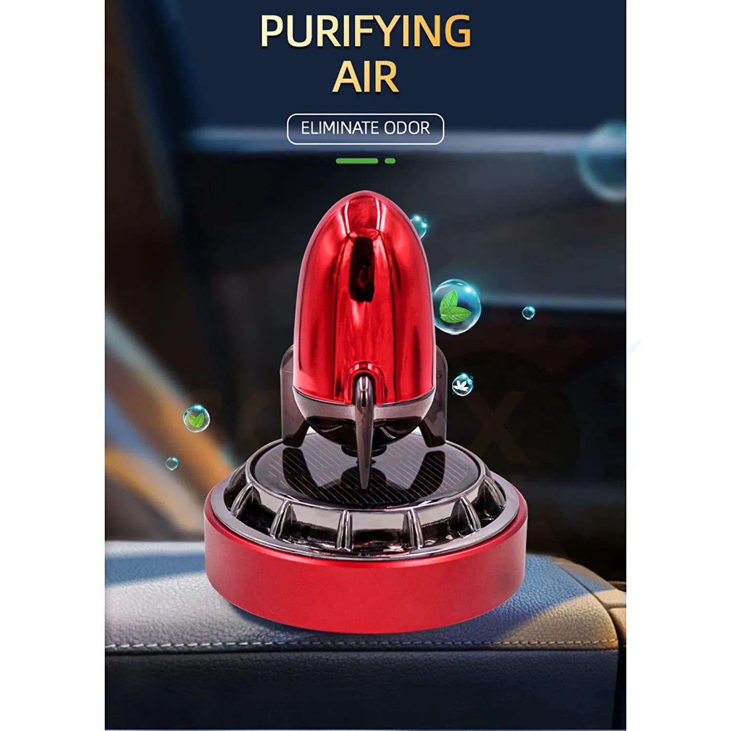 Car Aroma Diffuser Air Freshener Perfume Solar Power Dashboard Rocket