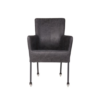 Eetkamerstoel Breeze Leder Zwart Met Metalen Poten Zwart Gelakt En Wielen Kopen? | Karwei