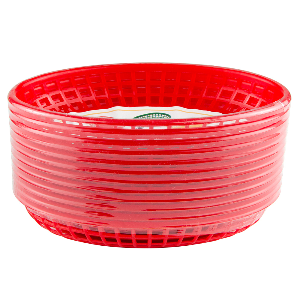 Update International BB96R Oval Fast Food Basket 91/2x7" Plastic, Red