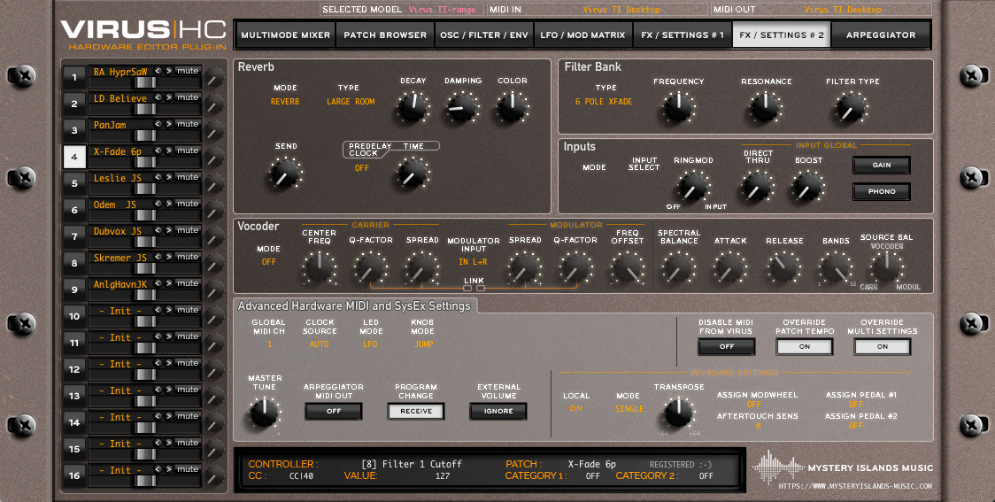 VirusHC Editor by Mystery Islands Music Access VirusSeries Editor