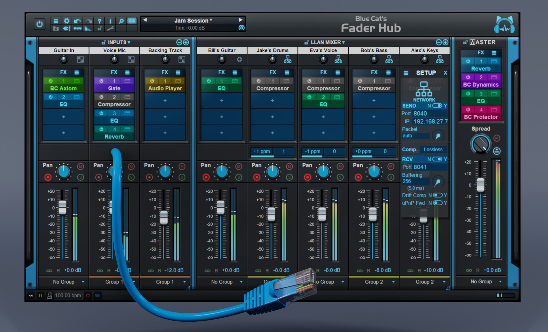 Blue Cat Audio releases "Fader Hub" peertopeer network mixing and